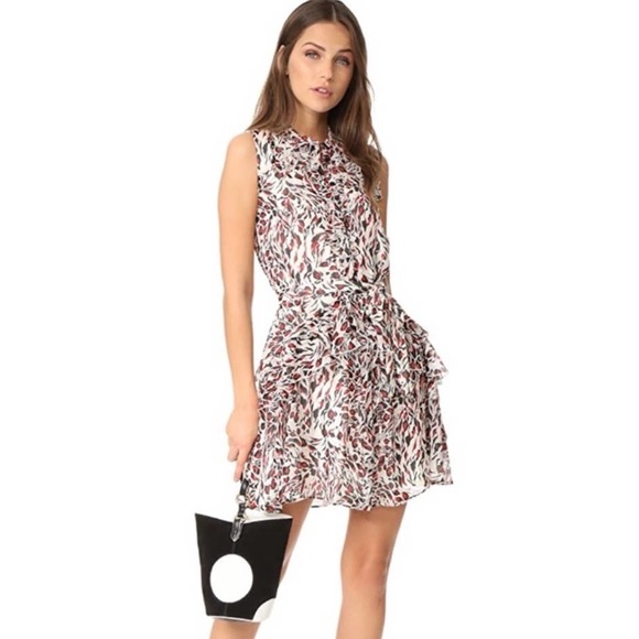 SALONI Dresses & Skirts - SALONI Tilly Silk Ruffle Tiered Button Front Mini Dress